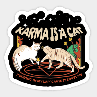 karma is a cat - vintage Sticker